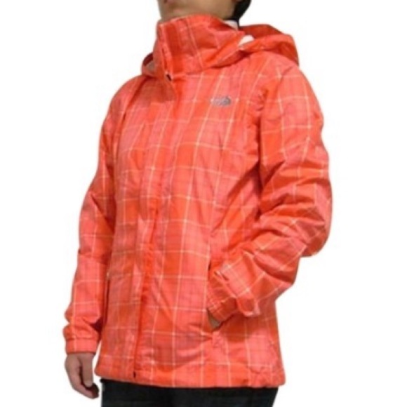 The North Face Resolve Plaid Hyvent Rain Jacket Orange, Size: Small - Picture 1 of 17